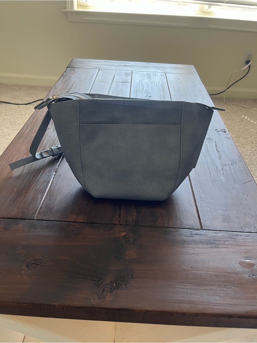 Anthropologie Light Blue Faux Leather Crossbody Bag - Minimalist Everyday Carry